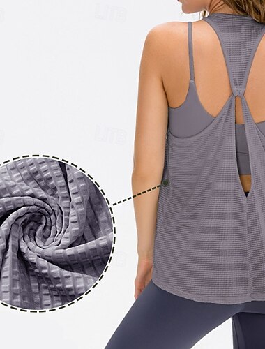  Damen Einfarbig Tank Top T-shirt Fitness Lockere Passform Elastisch Schweißableitend Atmungsaktiv Tennis Pickleball Yoga Rundhalsausschnitt Oberteil Schwarz Blau Purpur Tennisbekleidung