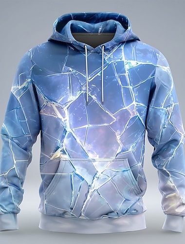  Homme Illusion d'optique Glaçon Sweat à capuche pull Sweatshirt Mode Frais 3D Col ras du cou Maison Soirée Vêtements de rue Bleu 1 Bleu 2# Cordon de serrage Automne Hiver Designer S M L XL XXL XXXL