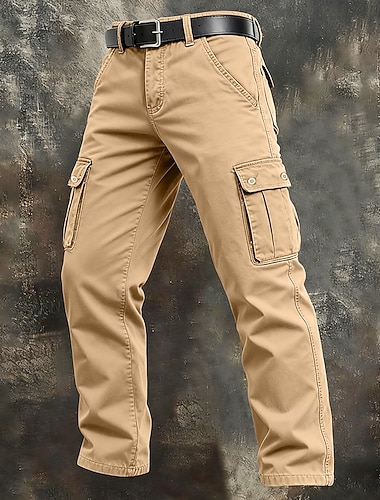  Herren Cargo-Hosen Hose Arbeitshosen Knöpfe Mehrere Taschen Einfach tragbar Volle Länge Outdoor Täglich Campen und Wandern Urlaub Mode Schwarz Armeegrün Unelastisch