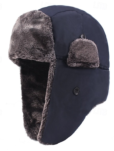  בגדי ריקוד גברים כובע ציד כובעי החורף כפת חורף שחור כחול פּוֹלִיאֶסטֶר פליז נוֹחַ לבוש יומיומי ליציאה צבע אחיד / רגיל חם