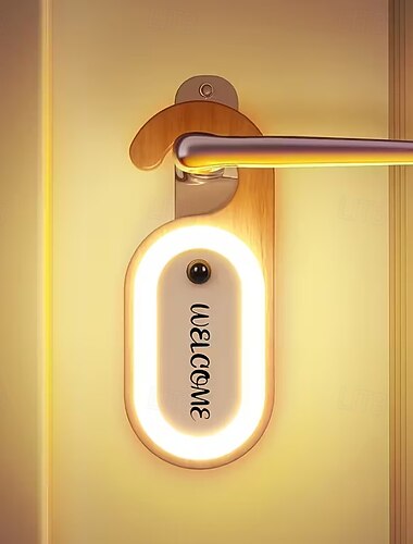  Trekker Bevegelsessensor Natt Lys Oppladbar Skrivebar Dørhenger Lys med 3 Moduser (PÅ/OFF/AUTO) USB-C Smart Dørknapp Lampe Entre Gang Klesskap Soverom Valentinsdaggave