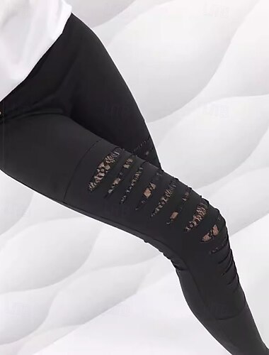  Dámské Kalhoty chinos punčocháče prázdniny Šik ven Na běžné nošení Plná délka Středně vysoký pas Bez vzoru Krajka Slátanina Pohodlné Vysoká pružnost Venkovní Dovolená Denní Černá Bílá Léto Jaro Podzim