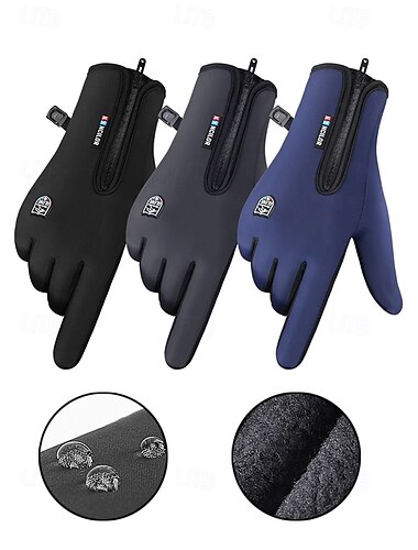  Guantes impermeables para hombre compatibles con pantallas táctiles: poliéster resistente, varios colores, guantes de invierno para ciclismo, running y actividades al aire libre.
