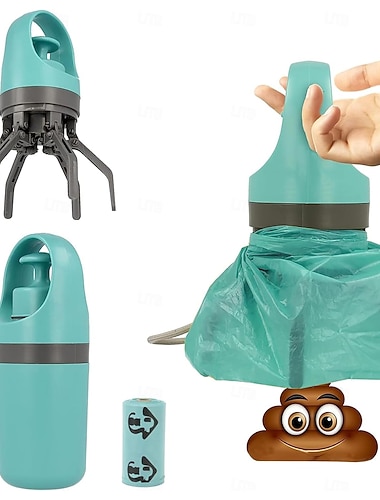  مجرفة فضلات الكلاب المحمولة بدون لمس للكلاب الصغيرة والمتوسطة والكبيرة، منظف لالتقاط فضلات الكلاب مع 15 قطعة من ملحقات الحقيبة وحاوية تخزين نفايات مانعة للتسرب