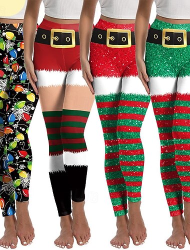  Άγιος Βασίλης Ξωτικό Παντελόνια Κολάν Γυναικεία Χριστούγεννα Καθημερινάρούχα Ενήλικες Χριστούγεννα Μασκάρεμα παραμονή Χριστουγέννων Χριστούγεννα Πάρτι Παντελόνια
