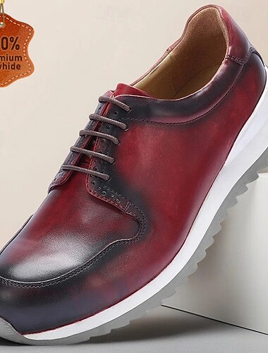  メンズプレミアム牛革ブラウンレザースニーカー（ホワイトソール） - 通勤に最適なスタイリッシュなカジュアルシューズ