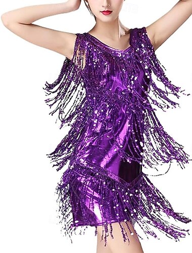 Samba Dancewear שמלת ריקוד לנשים בשנות ה-1920 עם טסל עם קצוות רפנדרוס שמלת רומבה לטינית תלבושת מופעים