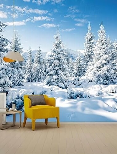  Winter sneeuw bos wandtapijt witte Alpen berg wintertafereel wandtapijt besneeuwd boslandschap wandtapijten wanddecoratie voor slaapkamer woonkamer slaapzaal wandkunst woondecoratie