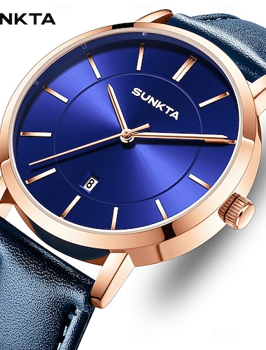  LIGE Da uomo Orologio al quarzo Affari Impermeabile Pelle PU Guarda