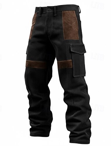  Voor heren Cargohosen Cargo-broek Corduroybroek Werkbroeken Suède broek Lapwerk Meerdere zakken Recht been Effen Vochtregelerend Ademend Volledige lengte Buiten Dagelijks Modieus Retro vintage Zwart