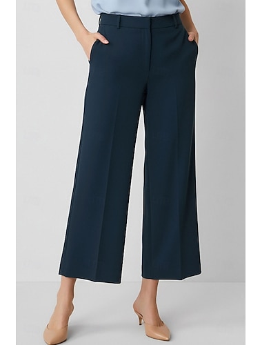  Per donna Pantaloni da abito Vestibilità dritta Affari Ufficio Formale Tessuto Elasticizzato Elegante Semplice Lunghezza alla caviglia Senza colletto Monopetto Un Bottone