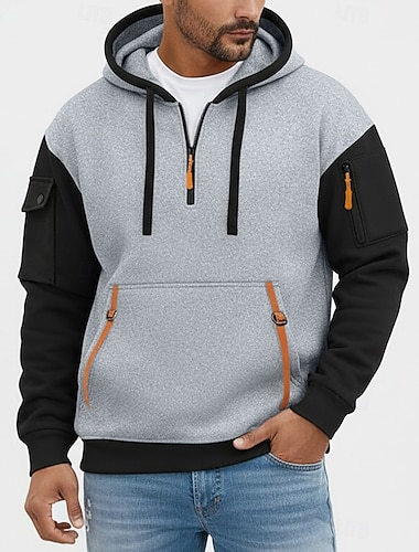  Per uomo Felpa con cappuccio a zip intera Felpa con cappuccio in pile Felpa con cappuccio tattica Vino Blu marino Cachi Grigio chiaro Con Cappuccio Semplice Cerniera Blocco di colore Sport & Outdoor