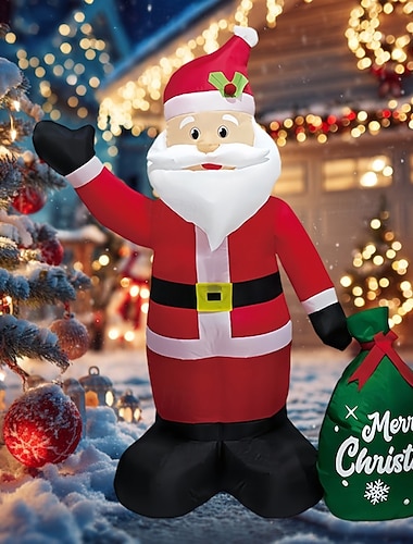  Świąteczny Święty Mikołaj z workiem prezentowym, nadmuchiwany, z diodami LED i emitującym światło, model do użytku wewnątrz i na zewnątrz, na dziedziniec, trawnik, świąteczna dekoracja, lampa,