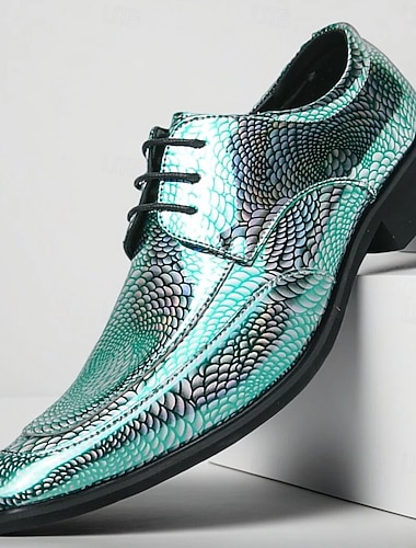 pánské metalicky zelené lakované kožené šněrovací boty - moderní společenské boty pro moderní profesionály