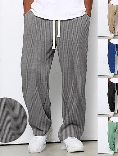  Herren Jogginghose mit weitem Bein Hose Cordhose Baggy-Hosen Freizeithose Kordelzug Elastischer Bund Einfach Gestreift Feuchtigkeitsableitend Atmungsaktiv Volle Länge Sport im Freien Lässig Täglich