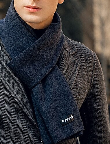  Per uomo Sciarpa rettangolare All'aperto Abbigliamento Quotidiano Casual Nero Grigio scuro Sciarpa Tinta unica