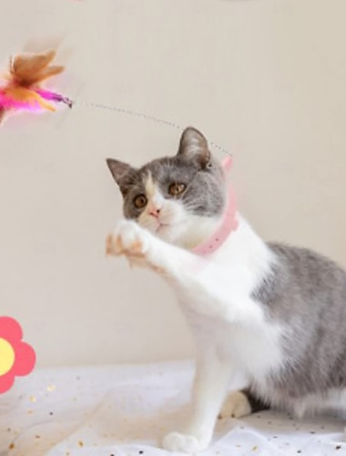  Zabawki dla kotów w formie obroży, elastyczne, zabawne zabawki, interaktywna różdżka z dzwoneczkiem, kolorowy dzwoneczek do zabawy w pomieszczeniach