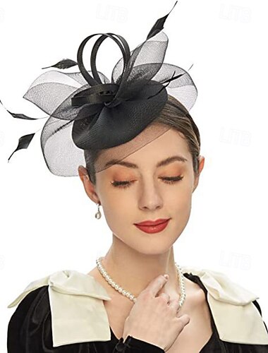  Hoofdtooi Veer Netto Formeel Bruiloft Verjaardag Elegant Vintage Met Veer Tule Helm Hoofddeksels