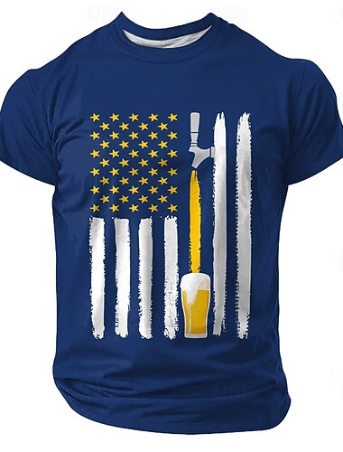  4. juli 2026 250. mindesdag Herre 3D Print Amerikansk Flag Crew Neck Korte Ærmer T-shirt Casual Gade