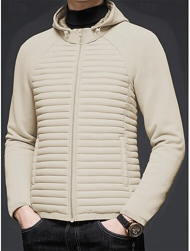  Per uomo Cappotto Invernale Giacca imbottita Giacca Imbottita Tasca Poliestere Vacanza Abbigliamento quotidiano Data Regolare Moda Casual Confortevole Calore Termico Inverno Colore Solido / Tinta