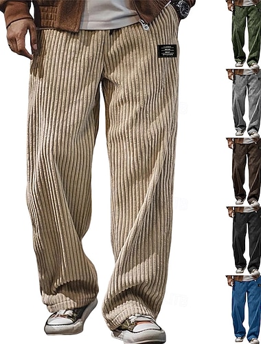  Herren Jogginghose Hose Cordhose Baggy-Hosen Gerade geschnittene Sweatpants Kordelzug Elastischer Bund Einfarbig Komfort Volle Länge Outdoor Täglich Streetwear Mode Klassicher Stil Lässiger Schnitt