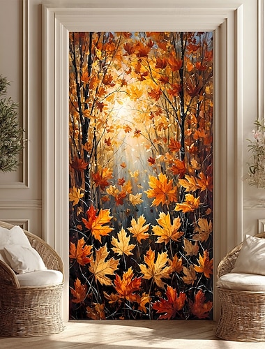  Halloween Poster Copertura della porta Banner per esterni Paesaggio autunnale Carino 3D Da serata Dormitorio Stanza per adolescenti Dormitorio universitario Ragazzi Man Cave Frat Bedroom Sfondi di
