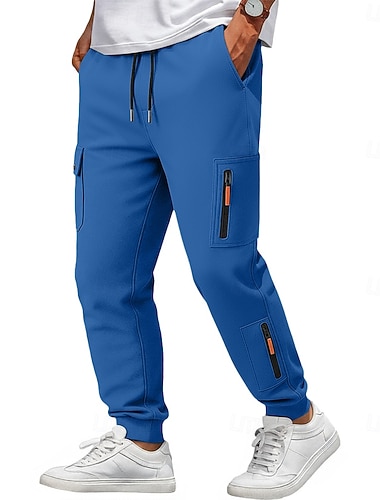  Férfi Cargo nadrág Melegítőnadrágok Kocogó Nadrág Taktikai nadrág Zsinór Rugalmas derék Sima Mokaszinok Teljes hossz Szabadtéri sport Hétköznapi Napi Szabadság Divat Fekete Fehér Mikroelasztikus