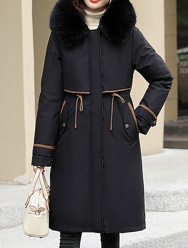  Női Télikabát Anorák Melegen tartani Kényelmes Cipzár Zseb Divat Alkalmi Tömör szín Vakáció Utca Hétköznapi Hétköznapi viselet Hosszú Kapucni Normál Hosszú ujj Felsőruházat Fekete Lóhere Khakizöld