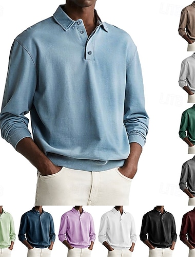  Miesten College Pullover-huppari Aja sivuun Button Up -huppari Musta Valkoinen Vaalean vihreä Viininpunainen Laivaston sininen Kauluskäänne Tavallinen Urheilu ja ulkoilu Kausaliteetti Päivittäin
