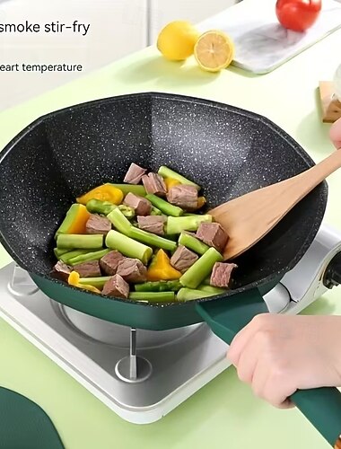  åttkantig non-stick stekpanna wokpanna hushållsgryta ägg stek kastruller gasspis induktion universalspis non-stick panna