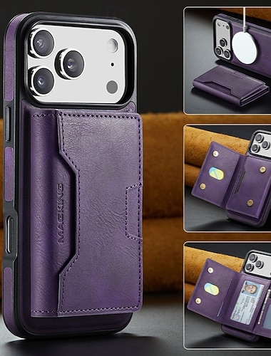  טלפון מגן עבור iPhone 17 Pro Max 17 Air 16 15 14 Pro Max Plus 13 Pro Max מארז כרטיס ארנק עם מעמד עמיד בזעזועים רטרו עור PU