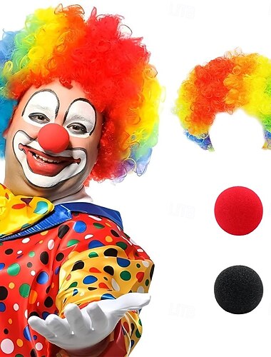  Synthetische Perücken Lockig Mit Pony Maschinell hergestellt Perücke Kurz A1 A2 Regenbogen Synthetische Haare Herren Party Rot Blau Lila