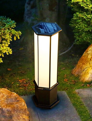  Lámpara de jardín de 50 cm, solar, impermeable, minimalista, moderna, para exteriores, jardín, villa, paisajismo, iluminación LED decorativa para patio o terraza.