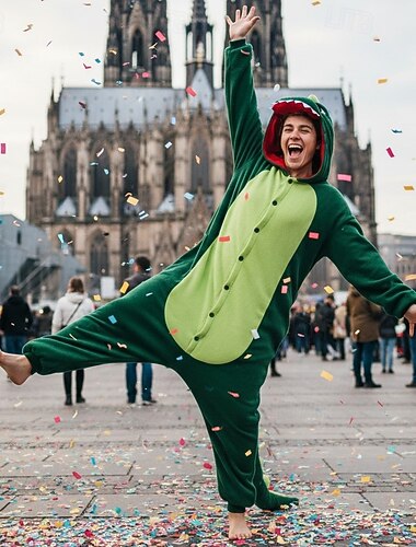  Pyjama Kigurumi Costume élégant Vêtements de Nuit Animal Dinosaure Dessin Animé Chaud Pyjama Déguisement drôle Adulte Unisexe Hommes et Femmes Noël Halloween Carnaval Soirée Performance Vêtements de