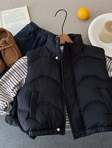 Παιδιά Αγορίστικα Γιλέκο Παλτό Εξωτερικά ενδύματα Συμπαγές Χρώμα Αμάνικο Διατηρείτε Ζεστό Παλτό ΕΞΩΤΕΡΙΚΟΥ ΧΩΡΟΥ Μοντέρνα Καθημερινά Μαύρο Χακί Γκρίζο Φθινόπωρο Χειμώνας 4 έτη +