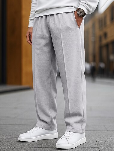  Herren Jogginghose Jogginghose Jogger Fleecehose Jogginghose mit weitem Bein Hose Tasche Elastischer Bund Einfach Komfort Weich Volle Länge Outdoor Täglich Ausgehen Lässig Große Größen Schwarz