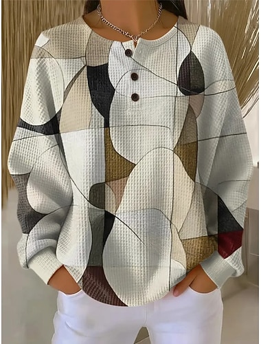  Mulheres Moletom Casual Manga Longa Decote Redondo Tops regulares Casual Dia a Dia Azul Branco Rosa Roxo Cinzento Escuro Primavera Outono Inverno