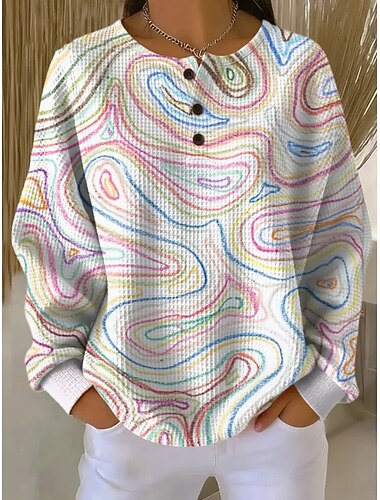  Γυναικεία Φούτερ πουλόβερ Καθημερινό Μακρυμάνικο Στρογγυλή Λαιμόκοψη Κανονικά μπλουζάκια Καθημερινή Ένδυση Causal Θαλασσί Λευκό Ανθισμένο Ροζ Βυσσινί Σκούρο γκρι Άνοιξη Φθινόπωρο Χειμώνας