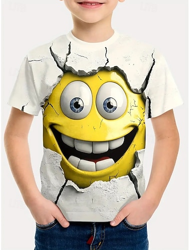  Ragazzi 3D Grafico Cartoni animati Maglietta grafica giocosa Maglietta Manica Corta Stampa 3D Estate Primavera Sport Moda Streetwear Bambini 4-12 Anni Girocollo All'aperto Casuale Quotidiano