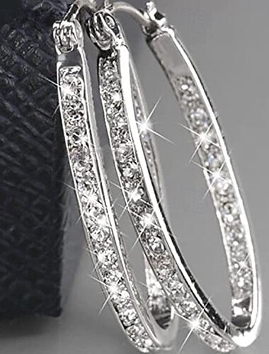  elegante bøyleøreringer med glitrende klare krystaller – gull- og sølvbelagte øredobber i rustfritt stål