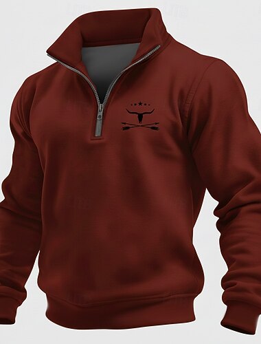  Ανδρικά Cowboy Πουλόβερ Etnic Vintage ρετρό Όρθιος Γιακάς ΕΞΩΤΕΡΙΚΟΥ ΧΩΡΟΥ Δουλειά Δώρο Θαλασσί Μπορντώ Καφέ Φερμουάρ Φθινόπωρο Χειμώνας Σχεδιαστής Τ M L XL XXL XXXL