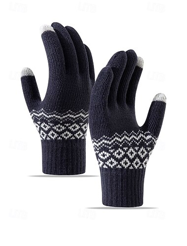  בגדי ריקוד גברים כפפות סריגה גיאומטרי צבע אחיד חג מולד חם ספורט