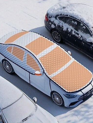  snødekke til bilfrontrute, kraftig oxfordstoff is &frostbeskyttelse for vinteren, vanntett frontrutebeskytter med sikre kroker, universal passform for biler/SUV-er/lastebiler, snøbestandig