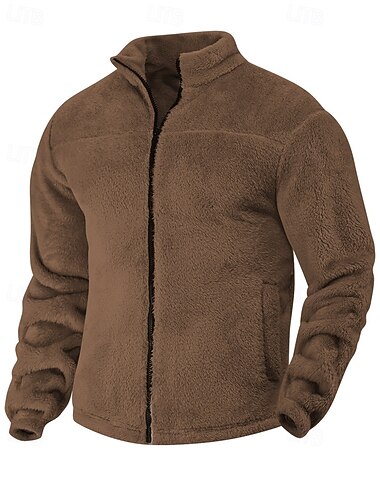  Voor heren Winterjack Teddy jas Vrijetijdsjas Vakantie Dagelijks Houd Warm Zak Herfst Winter Effen Modieus Klassiek Opstaand Normaal Zwart Marineblauw Bruin Khaki Donkergrijs Jacks