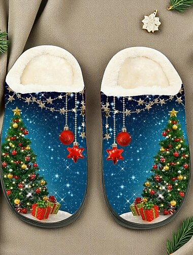 Herre juletøfler til kanefart - vintermotiv med julenisse og reinsdyr, koselige fleecefôrede tøfler for høytidskomfort, avslapning og festlige anledninger