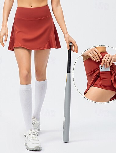  Mulheres Cor Sólida Saia de treino Elástico Redutor de Suor Respirável Tênis Pickleball Ioga Calças Preto Branco Vermelho Roupas de tênis