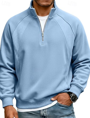  رجالي قمصان البولو بولو الرمز البريدي ربع مناسب للبس اليومي مواعدة ربع الرمز البريدي كم طويل موضة أساسي سهل سحاب الربيع الخريف عادي أزرق مشمش أسود أبيض أحمر أزرق سماوي قمصان البولو