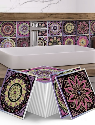  12 stk. 3D-veggflisklistremerker, selvklebende 6x6 tommer, tykk PE-skum krystallmosaikk, vanntett bakplate for kjøkken, bad &hjemmedekor, gaveeske med metalliske veggpaneler