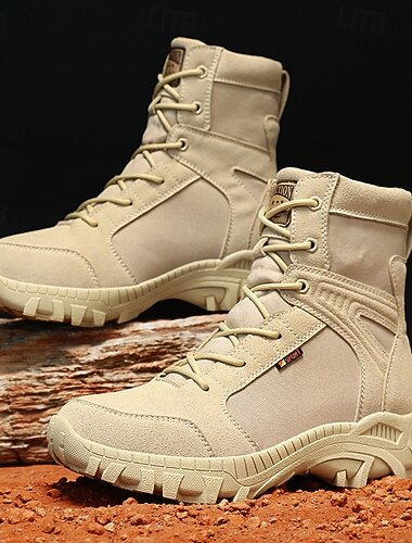  Мужские бежевые тактические ботинки для активного отдыха с застежкой-молнией — прочные походные и рабочие ботинки для пересеченной местности