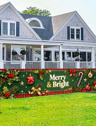  Kerst buitenbanner festivalthema fantasie decoratie vakantie tuinmuur of garagedeur scène afdekking
